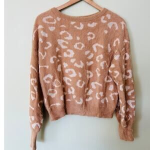 Express Leopard Animal Print Soft Sweater Pullover Small